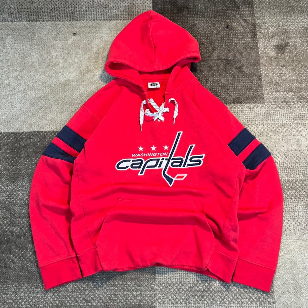 NHL‎ Washington Capitals Lace Up Hoodie Red Navy Mens Size XL